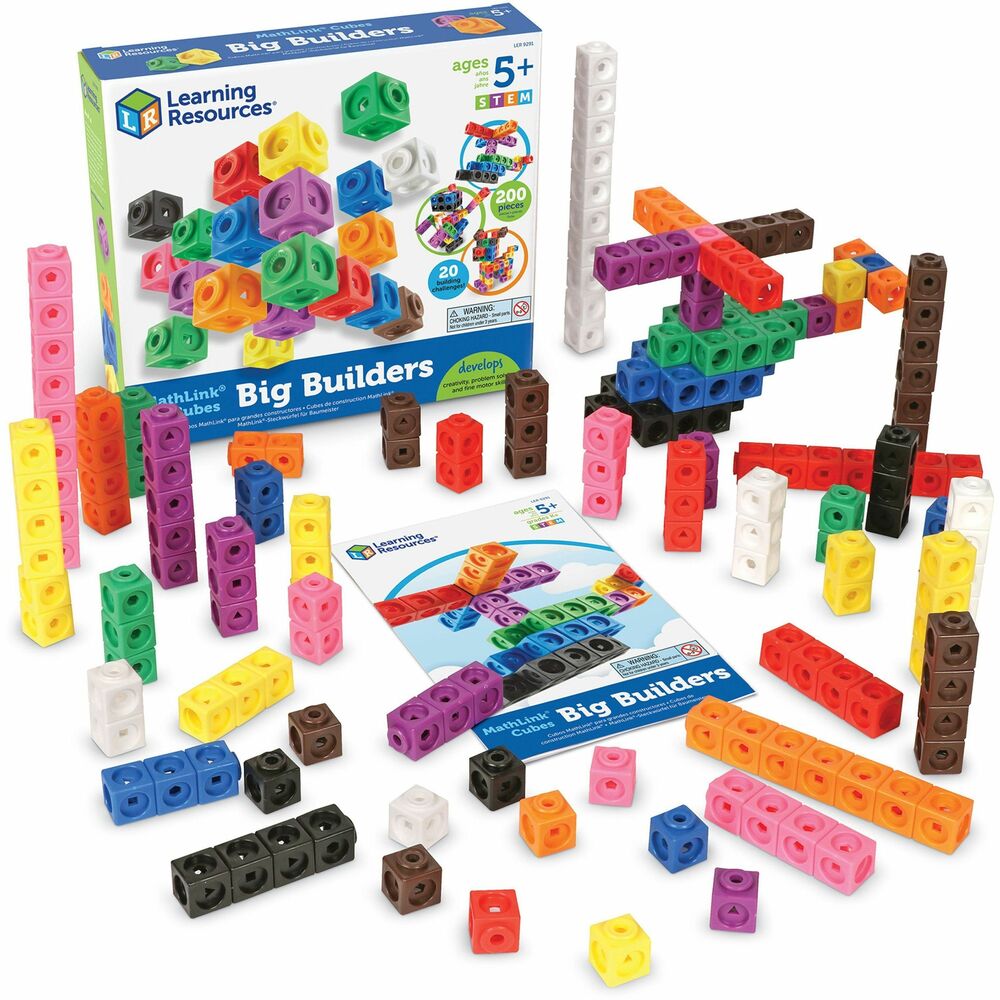 Image of Learning Resources Big Builders, Cubes, 9"Wx2"Lx10-1/10"H, Multi