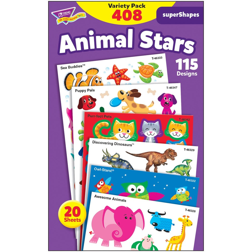 Image of Trend Enterprises Sticker Variety Pack,superShapes,Animals,115 Designs,408/PK