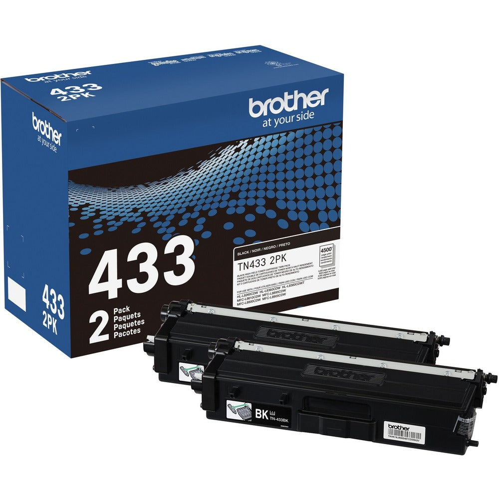 Image of Brother Toner Cartridge, 4500 Page High Yield, 2/BX, BK