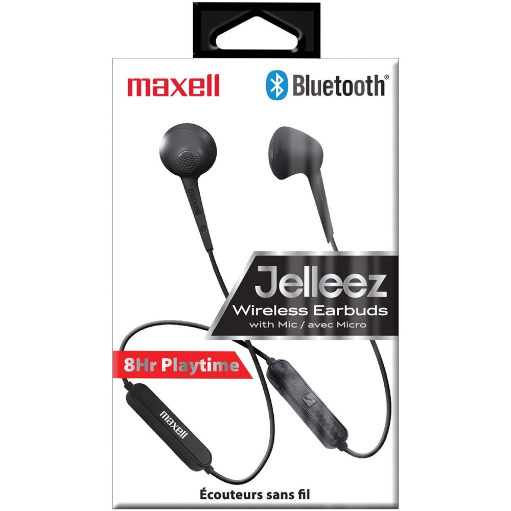 Image of Maxell Earbuds, Wireless, w/ Mic, 1-1/4"Wx3-1/2"Lx6-1/2"H, Black