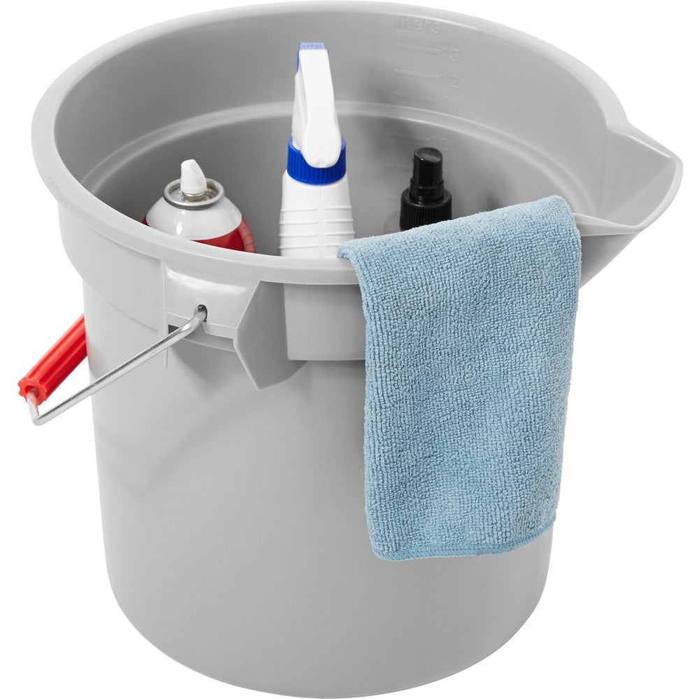 Image of Rubbermaid Commercial Products Bucket, Heavy-duty, Round, 14 Qt, 13-1/8"x11-3/8", 6/CT, GY