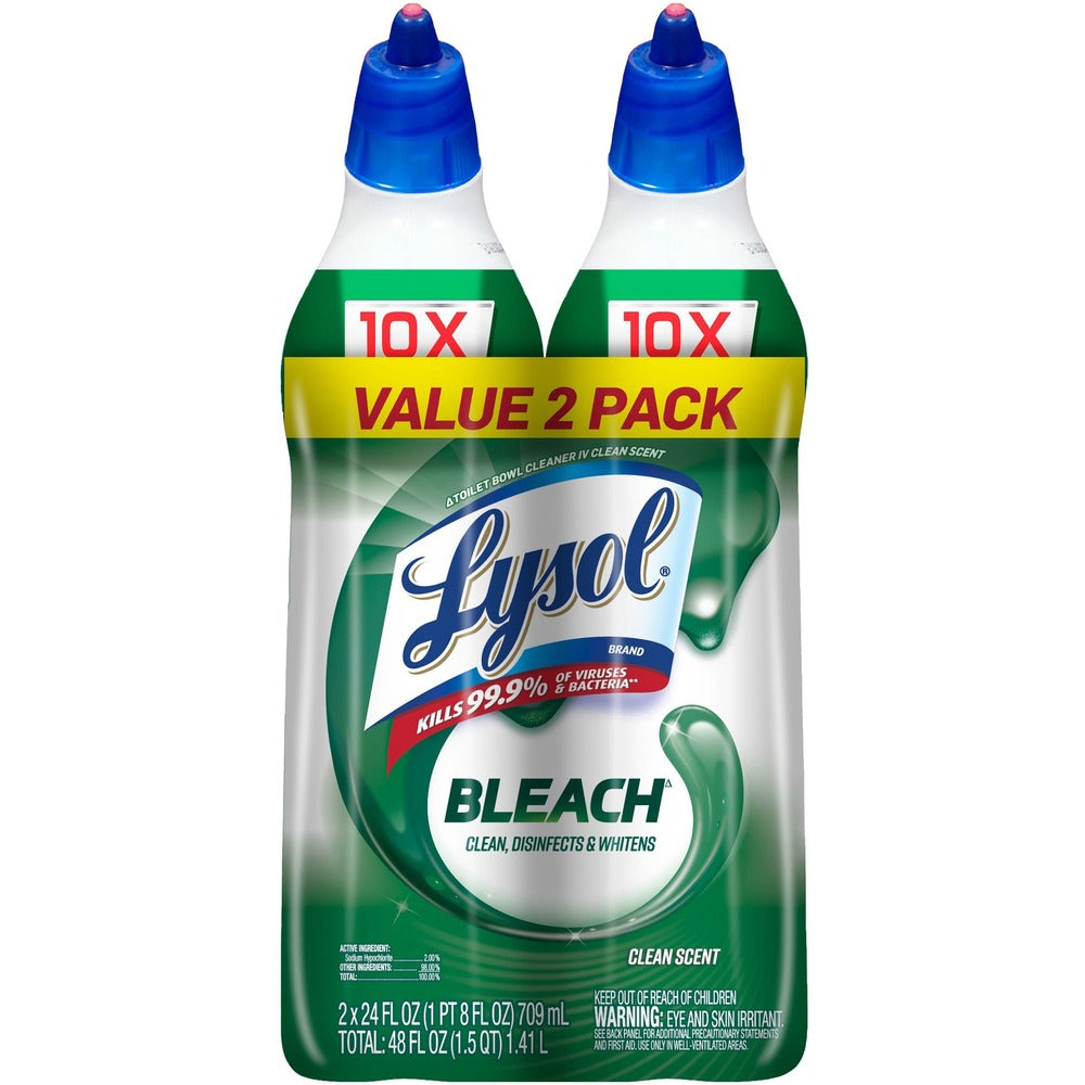 Image of Reckitt Benckiser Toilet Bowl Cleaner, w/ Bleach, 24oz, 2/PK, 4PK/CT, Blue Top