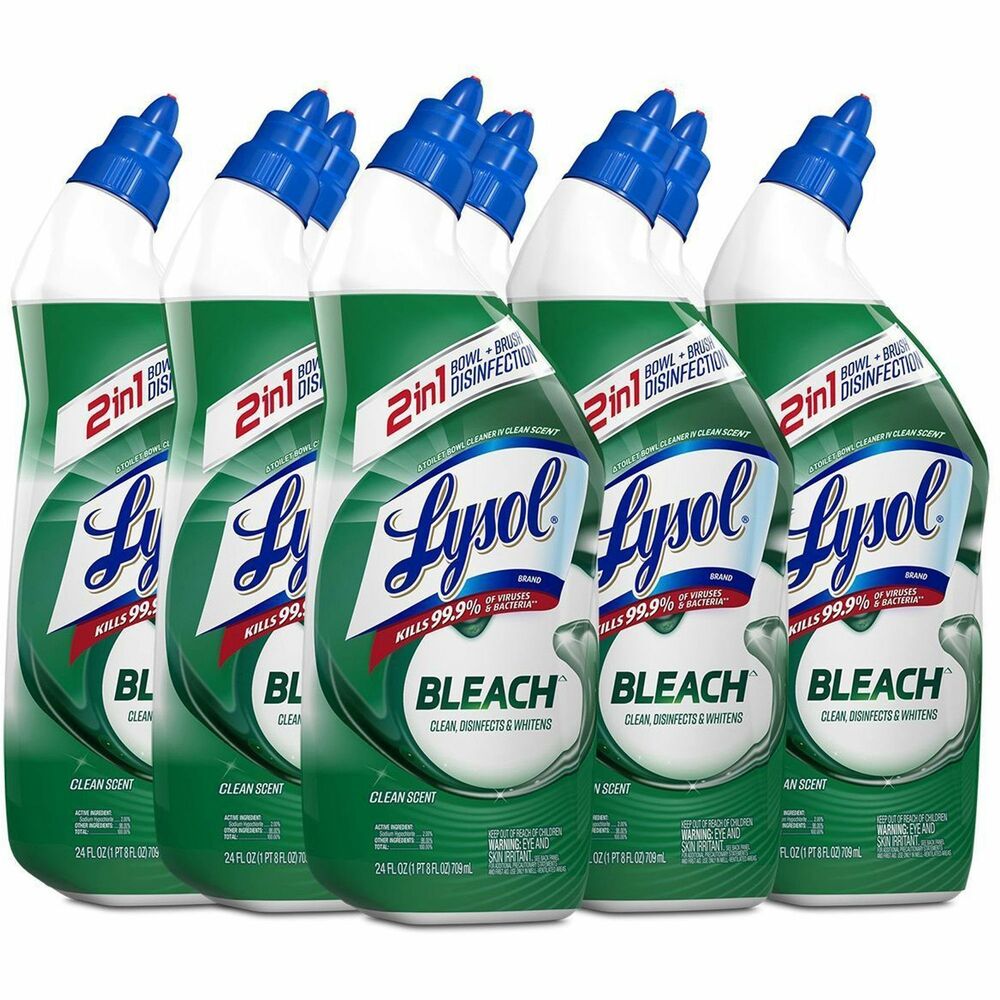 Image of Reckitt Benckiser Toilet Bowl Cleaner, w/ Bleach, 24oz, 9/CT, Blue Top
