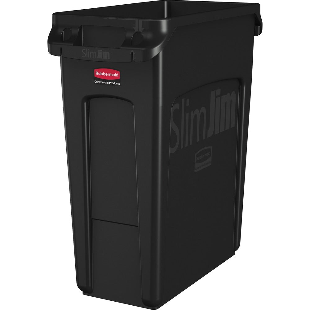 Image of Rubbermaid Commercial Products Waste Container, Slim Jim, 16 Gal, 11"x22"x25", 4/CT, Black