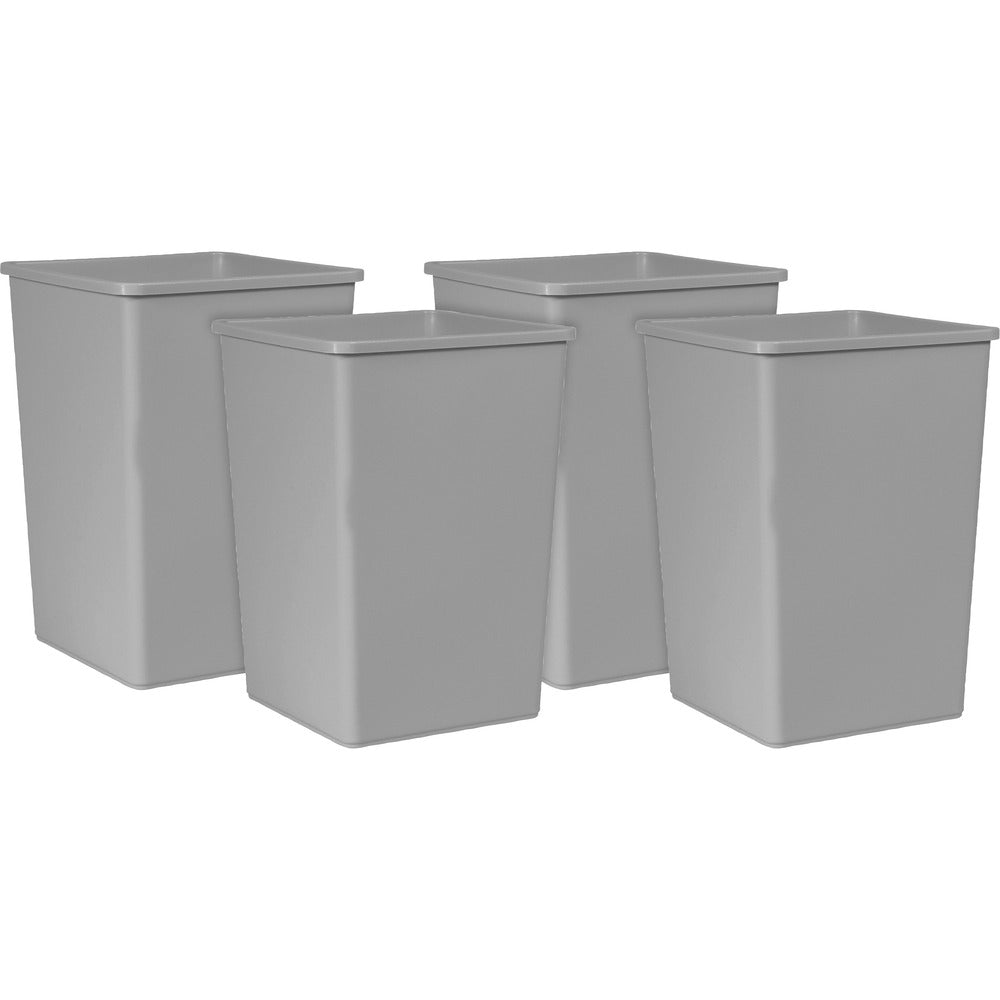 Image of Rubbermaid Commercial Products Waste Container, Square, Indoor/Outdoor, 35 Gallon, 4/CT, GY