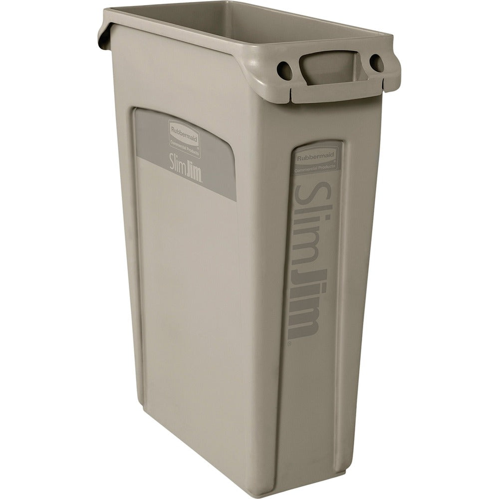 Image of Rubbermaid Commercial Products Waste Container,Slim Jim,Vented,23 Gal,22"x11"x30",4/CT,BG