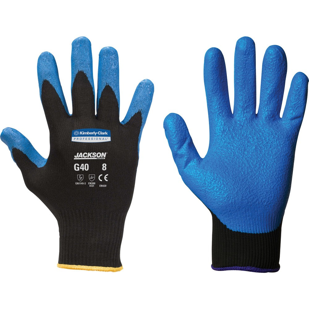 Image of Kimberly-Clark Professional Gloves, Nitrile Coated, Medium,12PR/PK,5PK/CT,Black/Blue