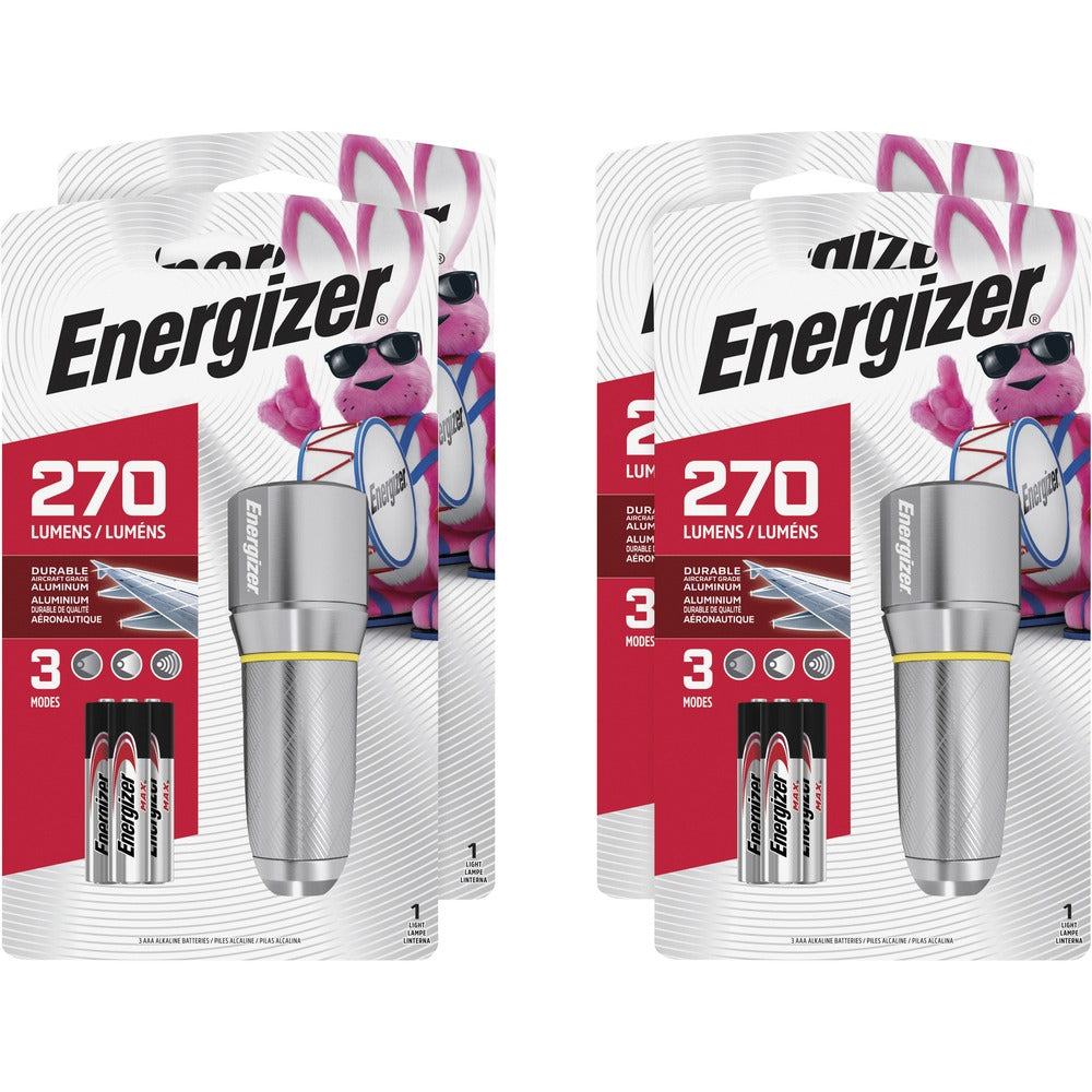 Image of Eveready Battery Co Inc Flashlight, LED, Metal, 270 Lumens, Wide Beam, 4/CT, Chrome