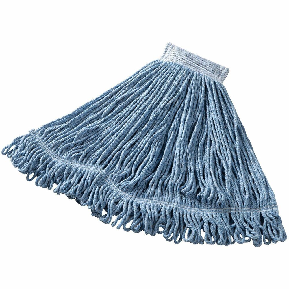 Image of Rubbermaid Commercial Products Wet Mop, Cotton/Synthetic Blend, 5", Large, 6/CT, Blue