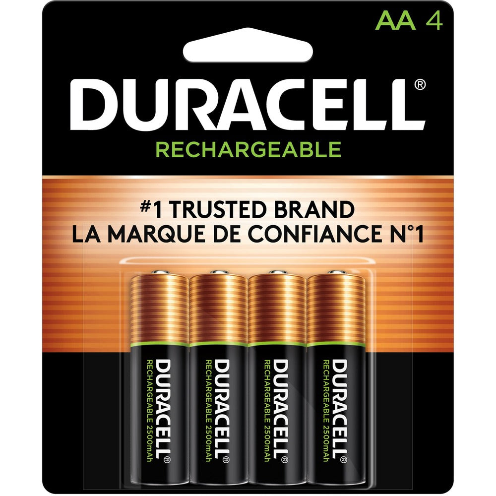 Image of Duracell U.S.A. Batteries,Rechargeable,w/Duralock, AA, 4/PK, 24PK/CT, BK/GD