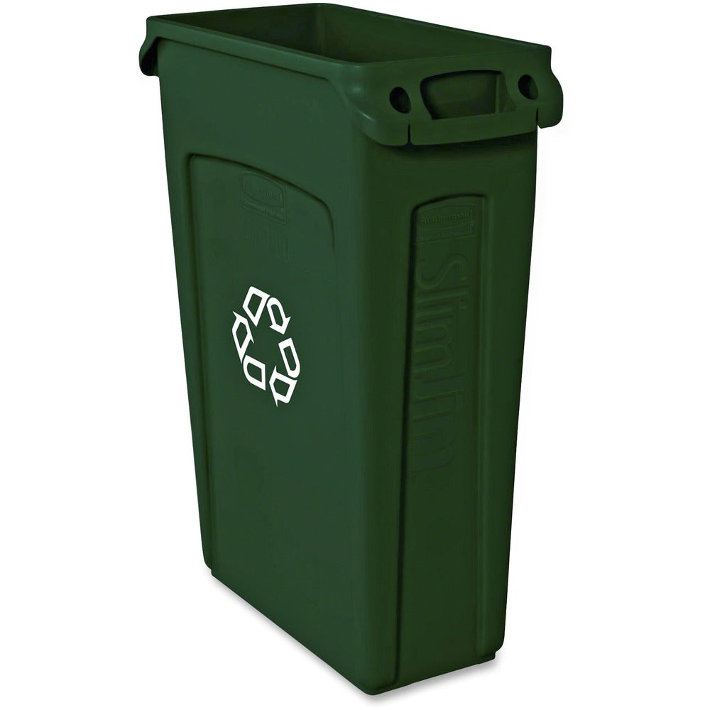Image of Rubbermaid Commercial Products Recycling Container, Slim Jim, 23 Gal, 4/CT, Green