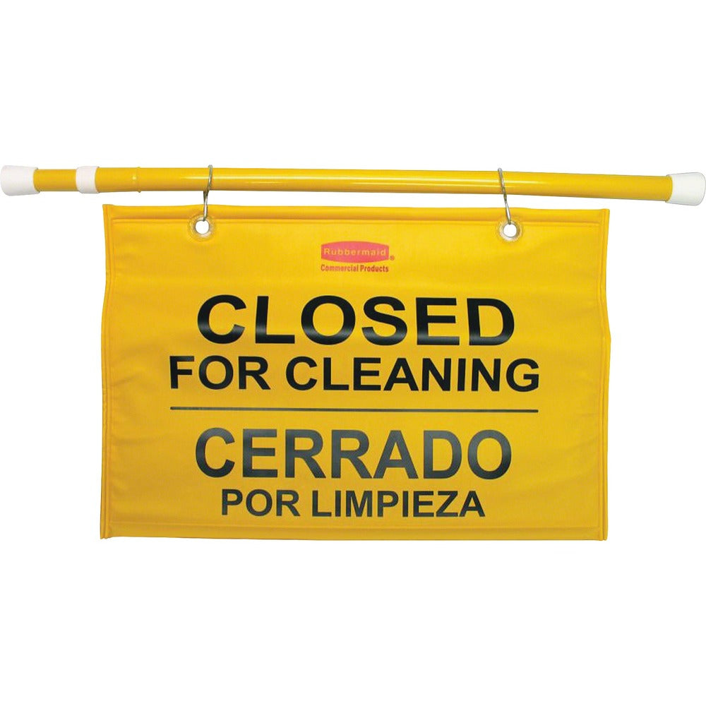 Image of Rubbermaid Commercial Products Safety Hanging Sign,Closed For Cleaning,50"x1"X13",6/CT,YW