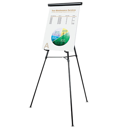 Image of Universal® 3-Leg Telescoping Easel With Pad Retainer, Adjusts 34" To 64", Aluminum, Black