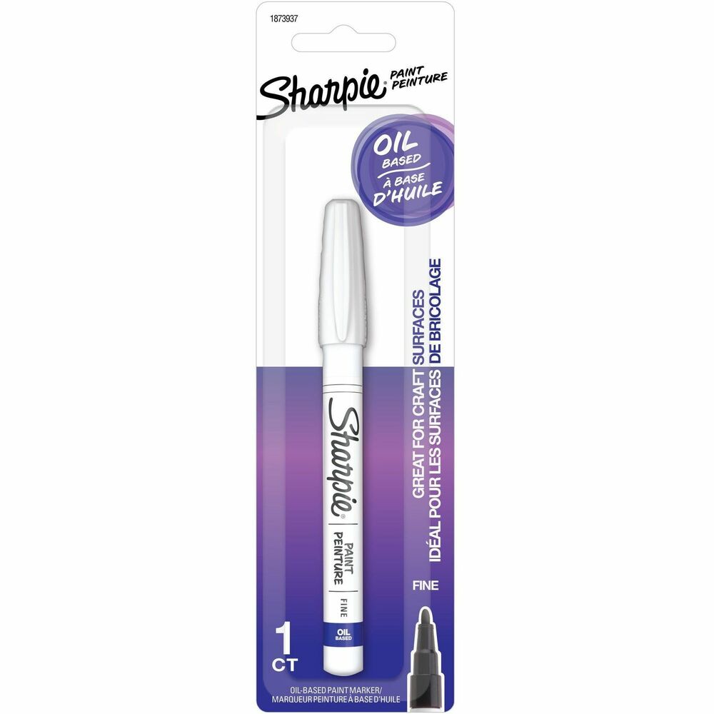 Image of Newell Brands Sharpie Paint Marker, Oil-Based, Fine Point, White