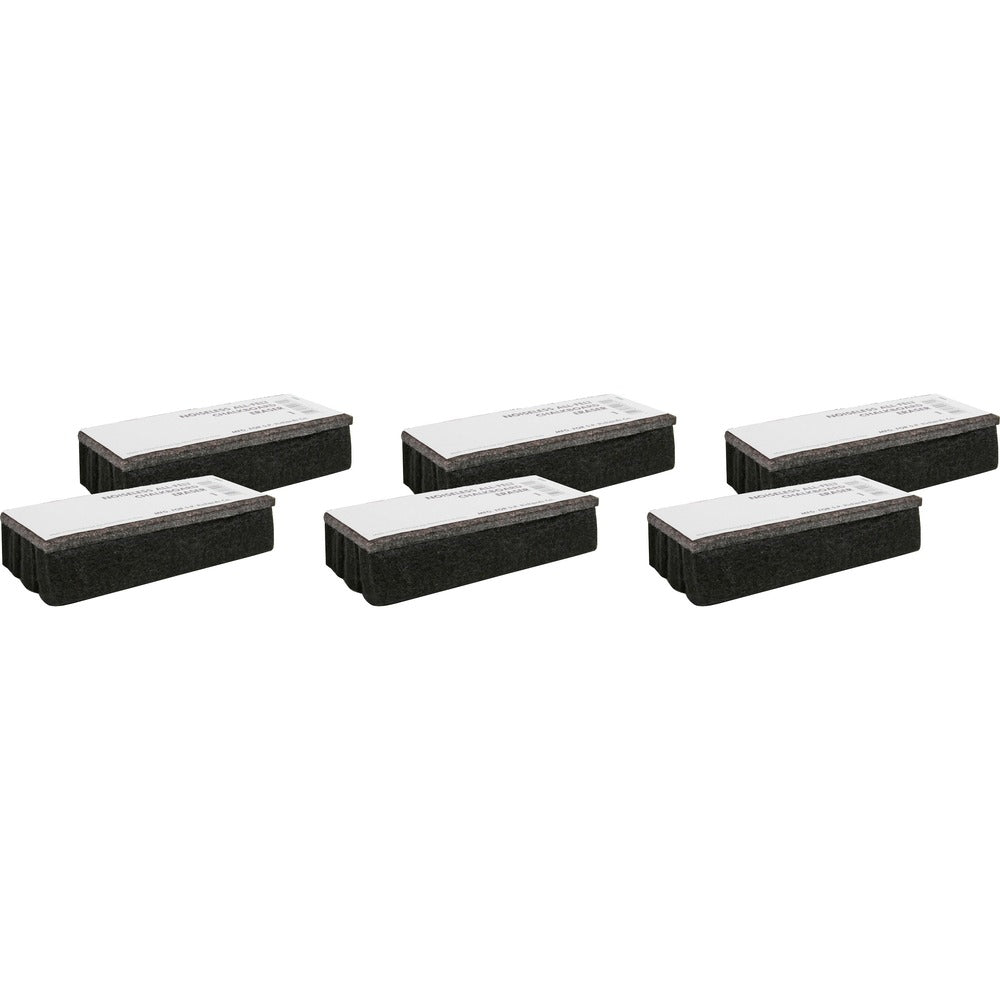 Image of Lorell Chalkboard Eraser, Felt, Dustless, 6/BD, Black