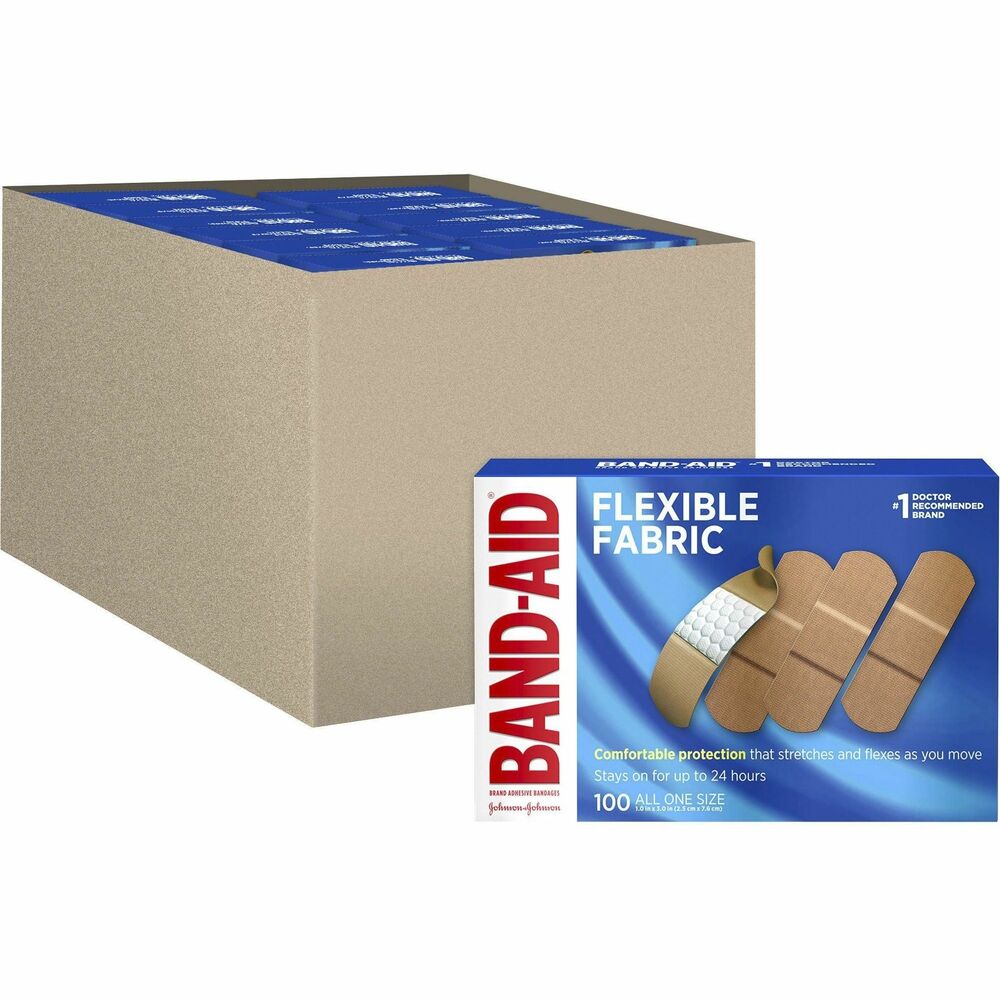 Image of Johnson & Johnson Bandages,Flex Fabric,Self-Adhesive,1 Size,1",100/BX,12BX/CT