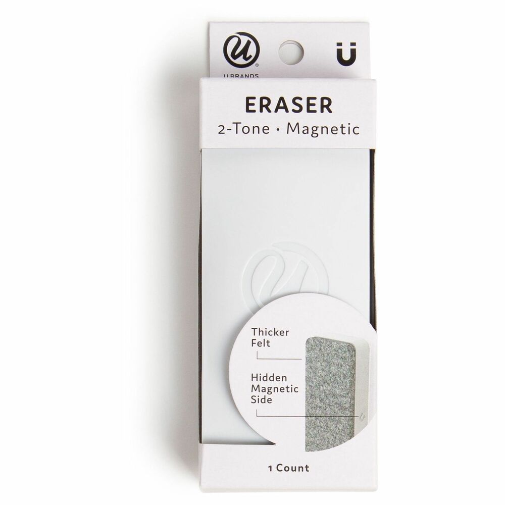 Image of U Brands Eraser,f/Dry-Erase Boards,Side,Magnetic,Felt Bottom,WE
