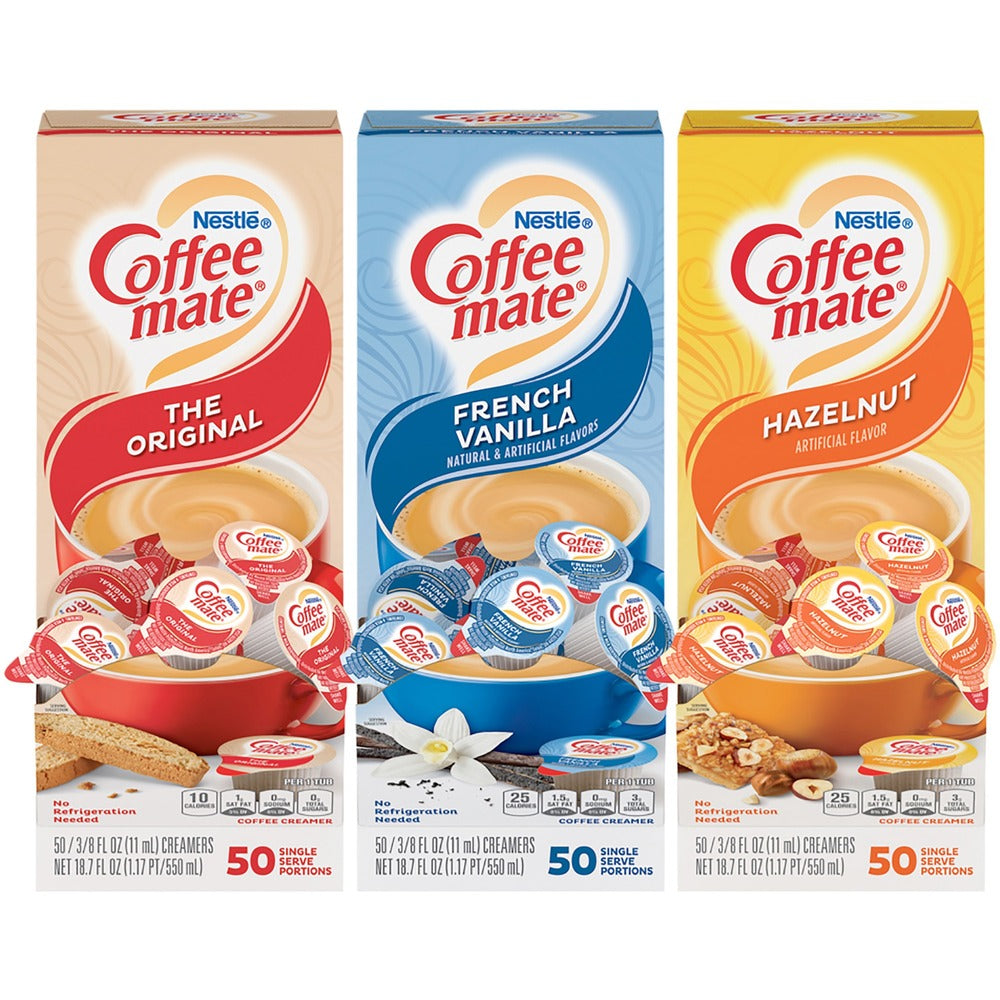 Image of Nestle USA Liquid Creamers,3 Flavors, 0.38 oz Singles, 150/CT