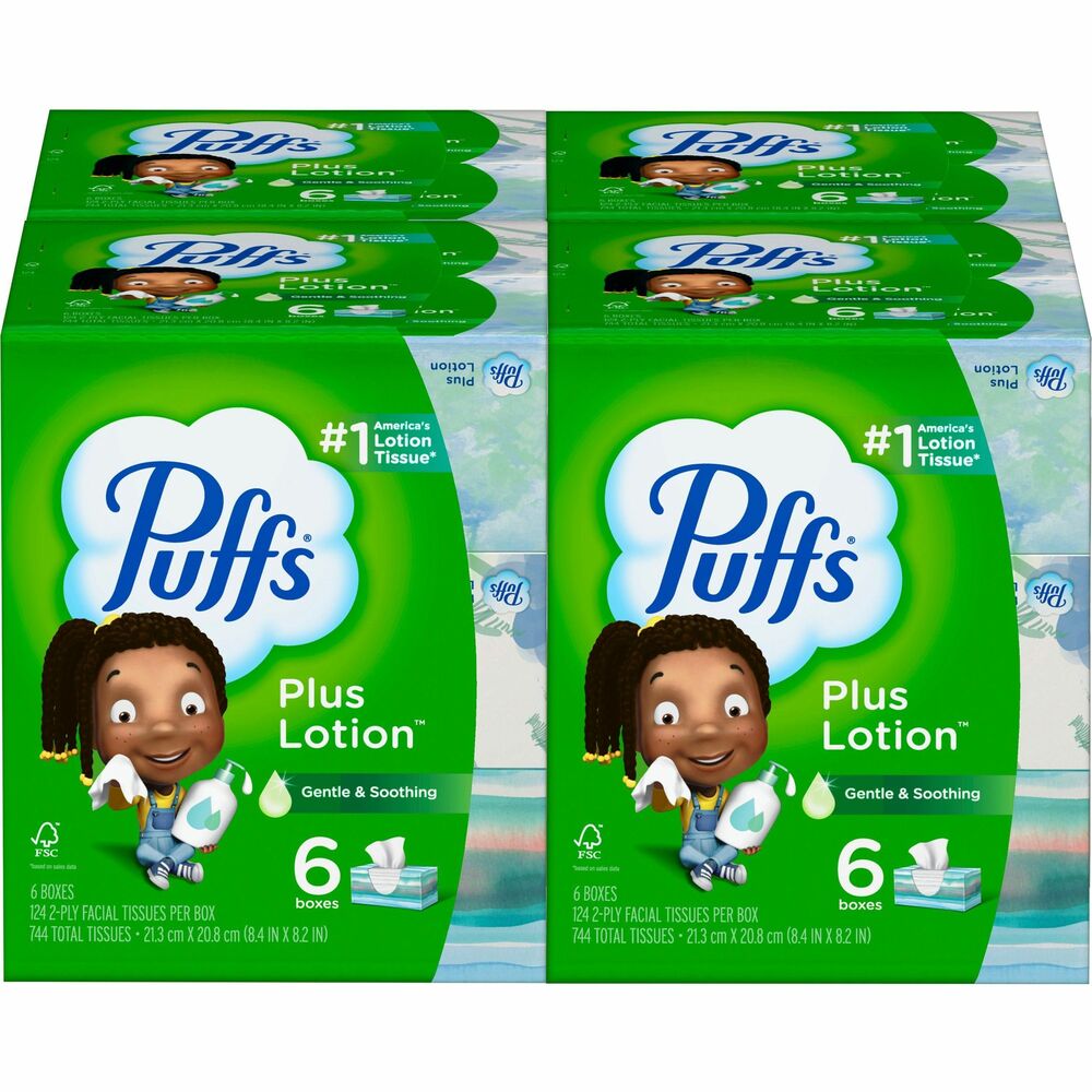 Image of Procter & Gamble Commercial Facial Tissue,w/Lotion,2-Ply,124/BX,6BX/PK,4PK/CT,WE