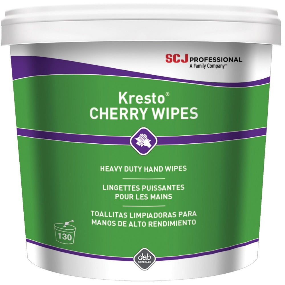 Image of S.C. JOHNSON & SON, INC Hand Wipes, 130 Wipes/Bucket, Cherry, 10"x12", White/Red