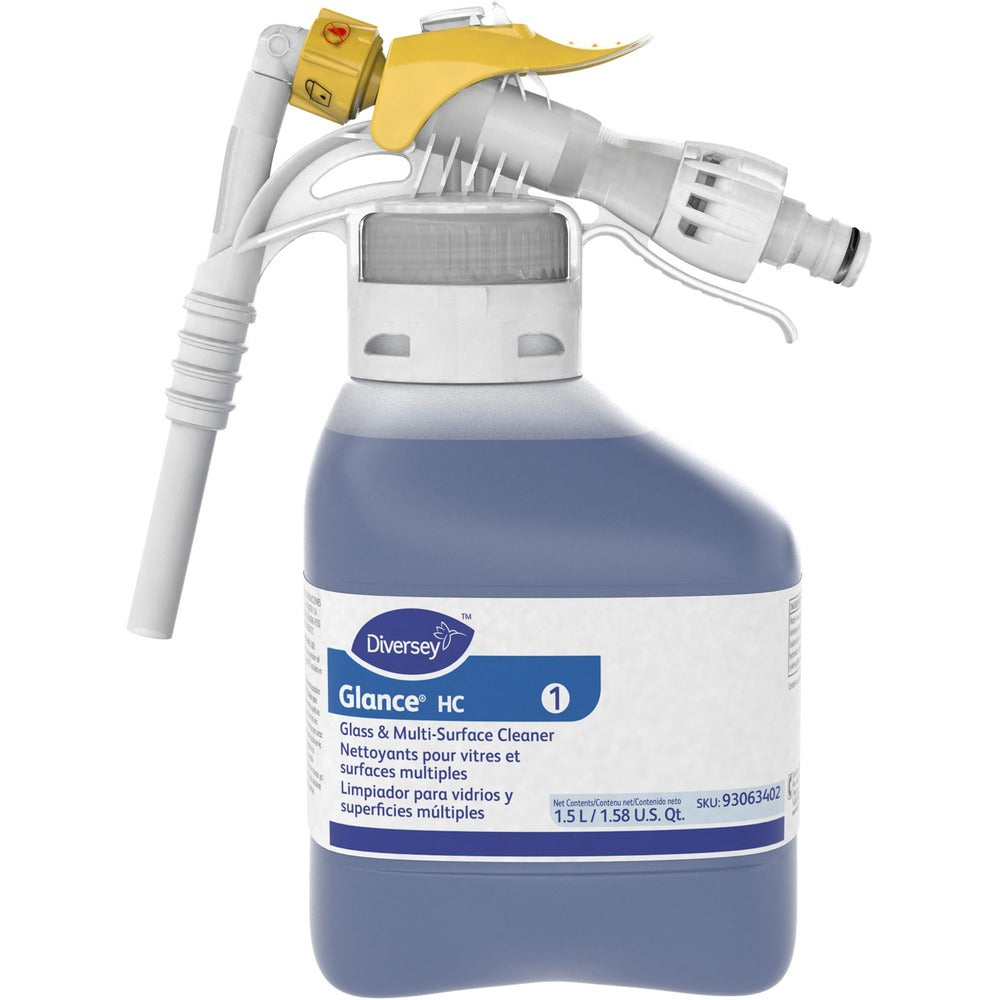 Image of Diversey Care Glass Cleaner, Ammoniated, Glance, 1.5 Liter, 2/CT, Blue