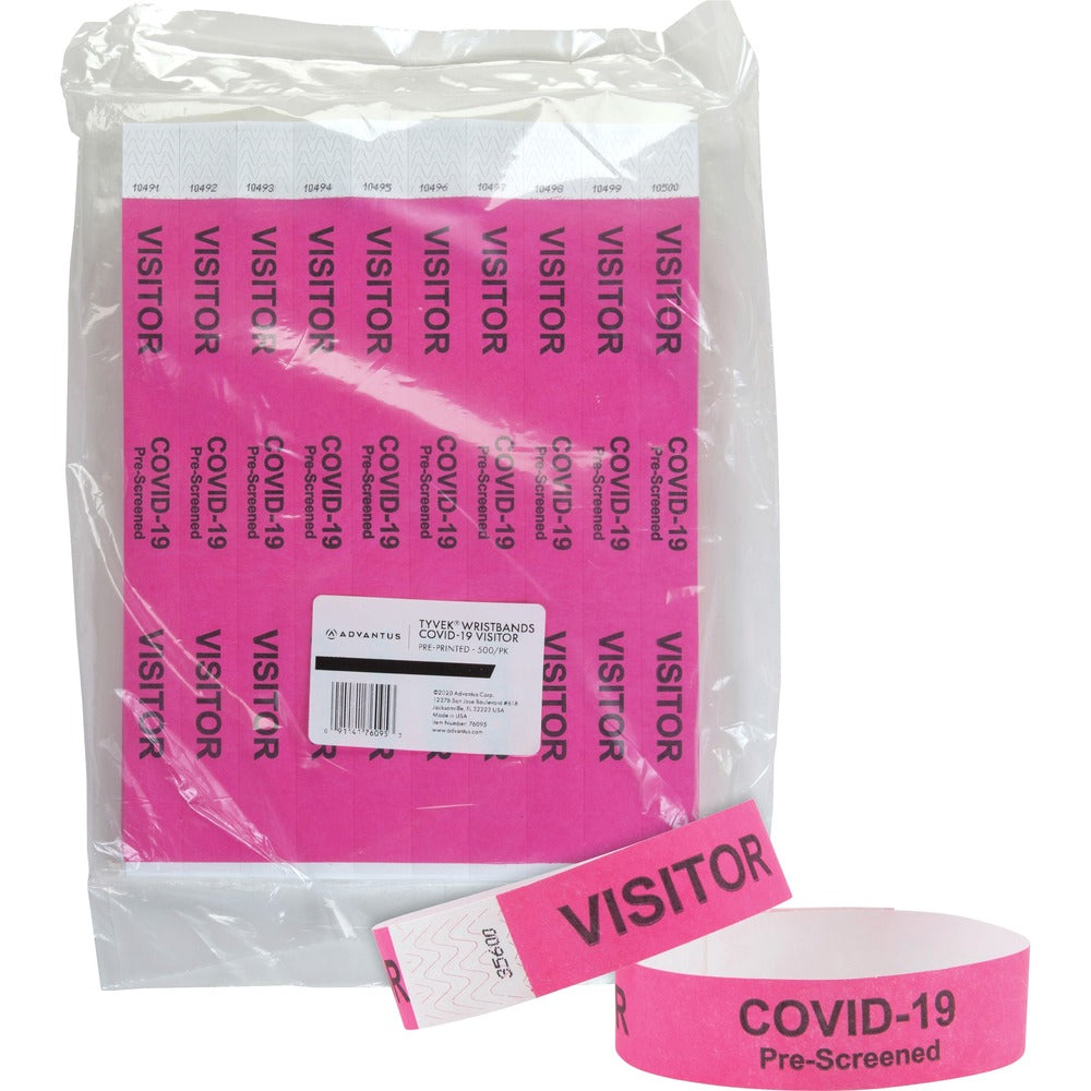 Image of Advantus Corp. Wristbands,Visitor,COVID Prescreened,3/4"x10",500/PK,PK