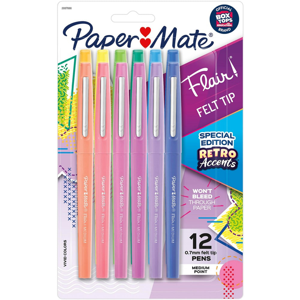 Image of Paper Mate Pen, Flair, Medium Point, 12/PK, Assorted