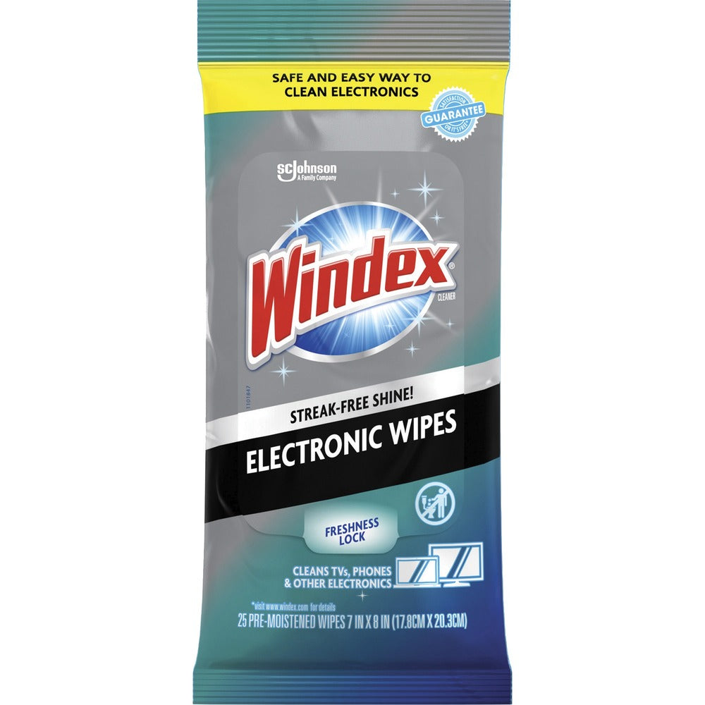 Image of S.C. JOHNSON & SON, INC Electronic Wipes, Pre-Moistened, 7"x8", 25/PK, 12PK/CT, WE