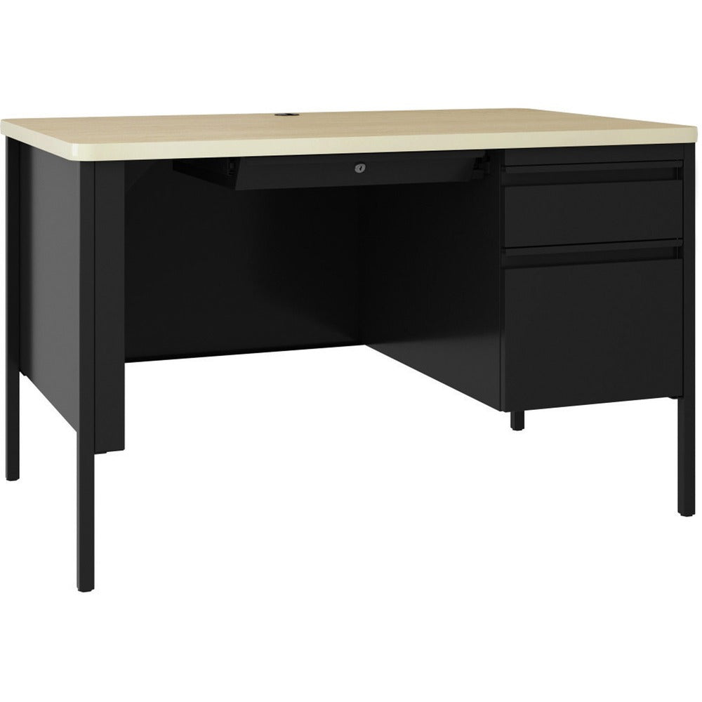 Image of Lorell Desk, Right-Pedestal, 48"x30"x29-1/2", Maple/Black