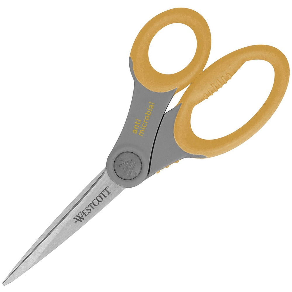 Image of Acme United Corporation Scissors, Antimicrobial, Straight, 8" Blades, Gray/Yellow