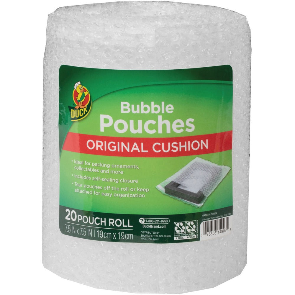 Image of Duck Brand Bubble Pouch, 7-1/2"Wx7-1/2"H, 20/PK, Clear