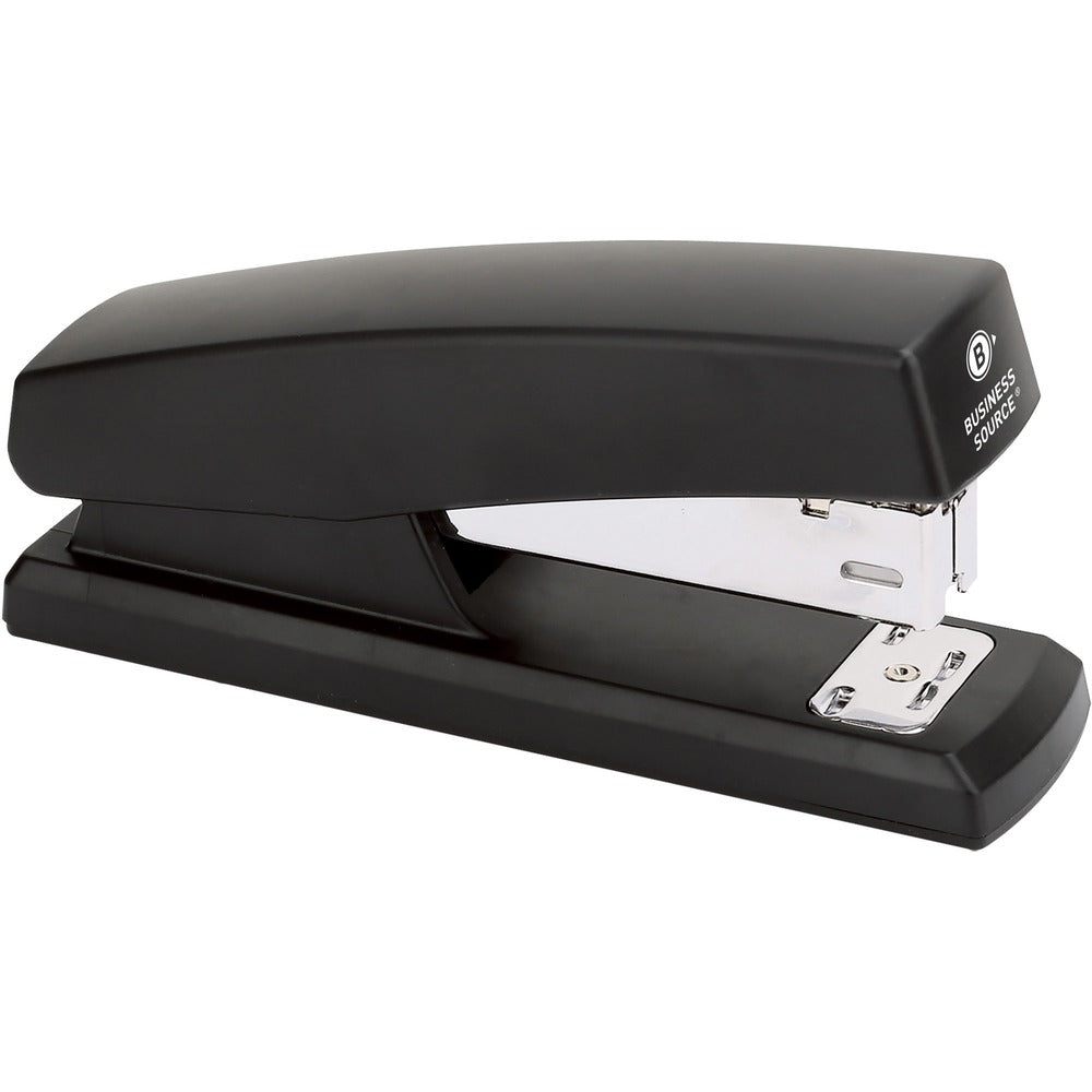 Image of Business Source Stapler, Half Strip, 20 Sheet Cap, 1-3/10"x4-4/5"x2-1/10",BK