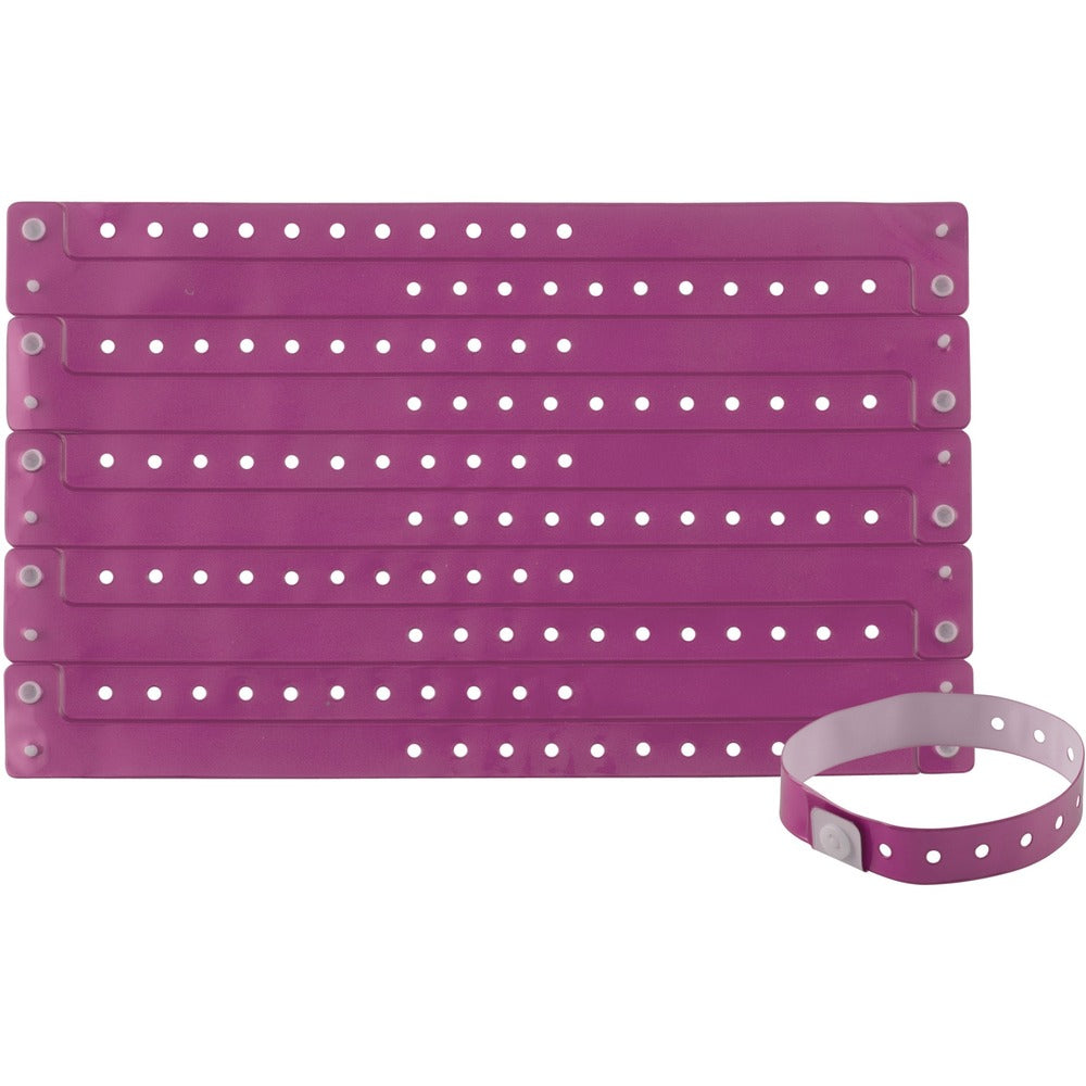 Image of Advantus Corp. Wristbands, Vinyl, 3/5"Wx9-3/4"Lx1/50"H, 100/PK, Purple