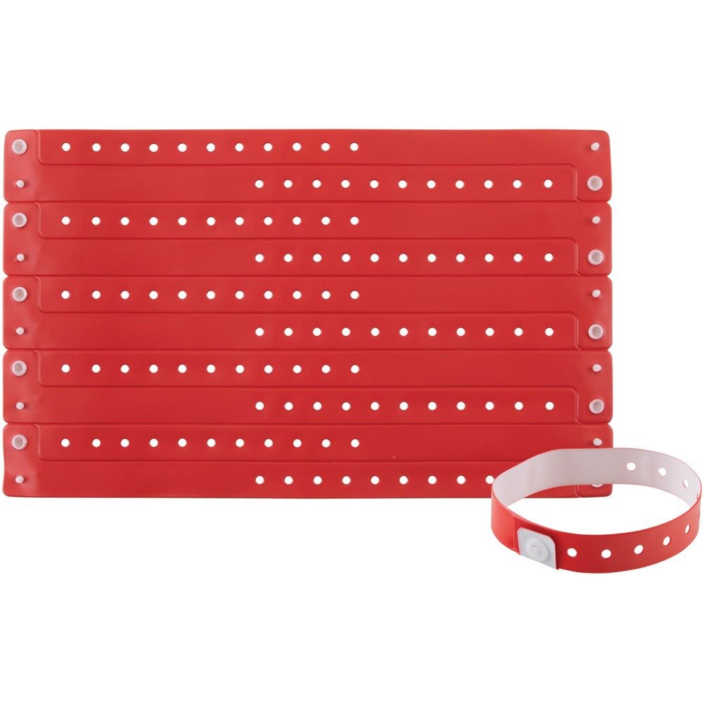 Image of Advantus Corp. Wristbands, Vinyl, 3/5"Wx9-3/4"Lx1/50"H, 100/PK, Red