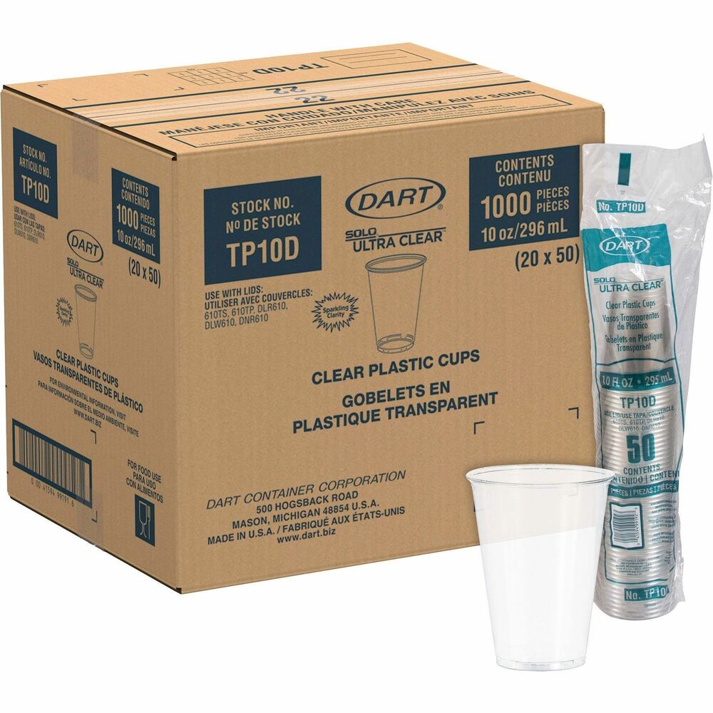 Image of Solo Cup Company Cups,f/Cold Drinks,PET,10oz,50/PK,20PK/CT,Clear