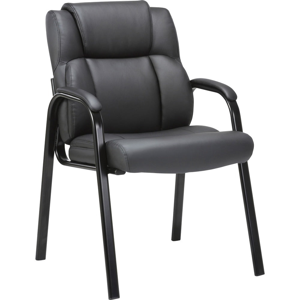 Image of Lorell Guest Chair, Leather, 25-1/4"x26-1/8"x36-7/8", Black