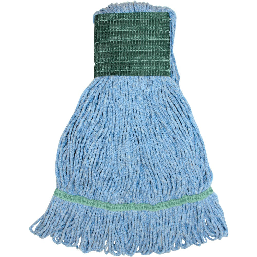 Image of Genuine Joe Mophead, Synthetic Blend, Wide Band, Medium, 16oz, Blue