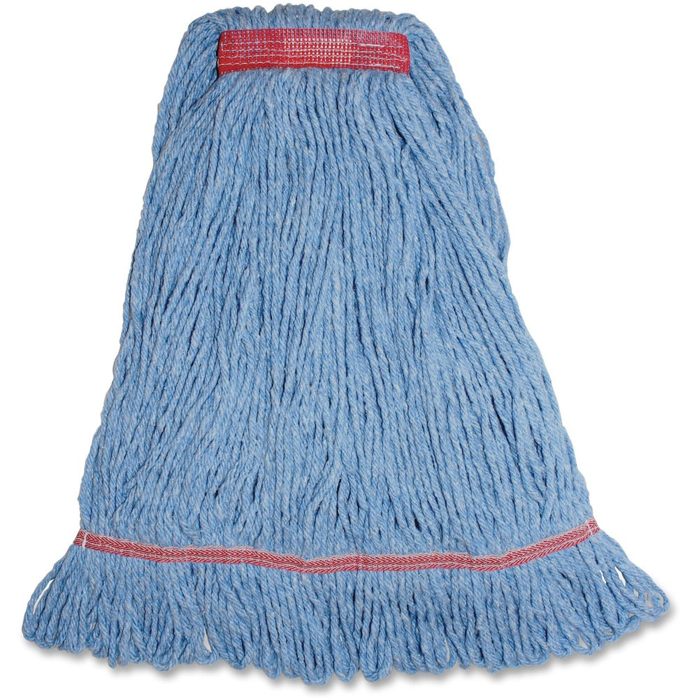 Image of Genuine Joe Wet Mop, Narrow Band, Blend, Looped, 12oz, Large, Blue