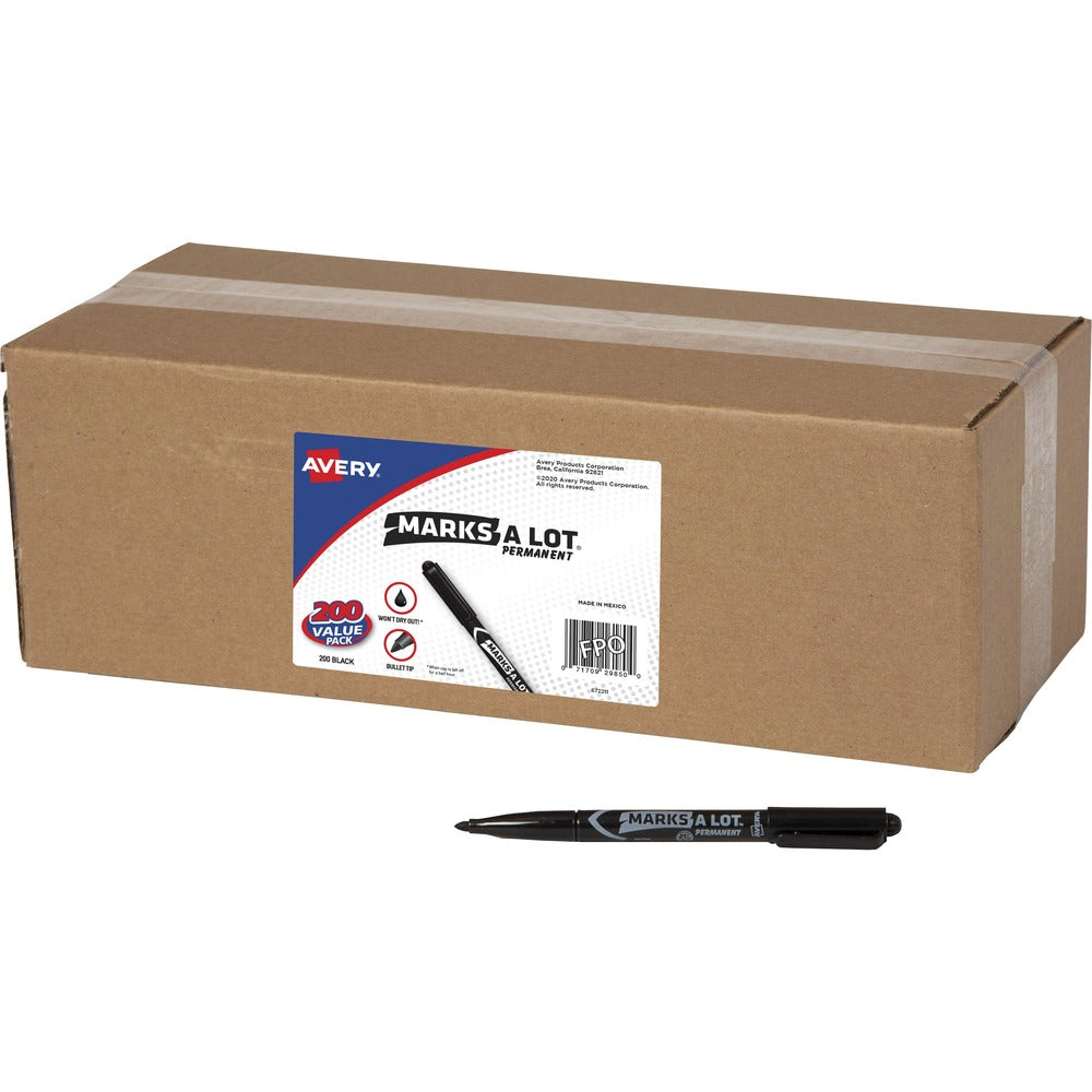 Image of Avery Permanent Markers, Nontoxic, Bullet Point, 200/CT, Black