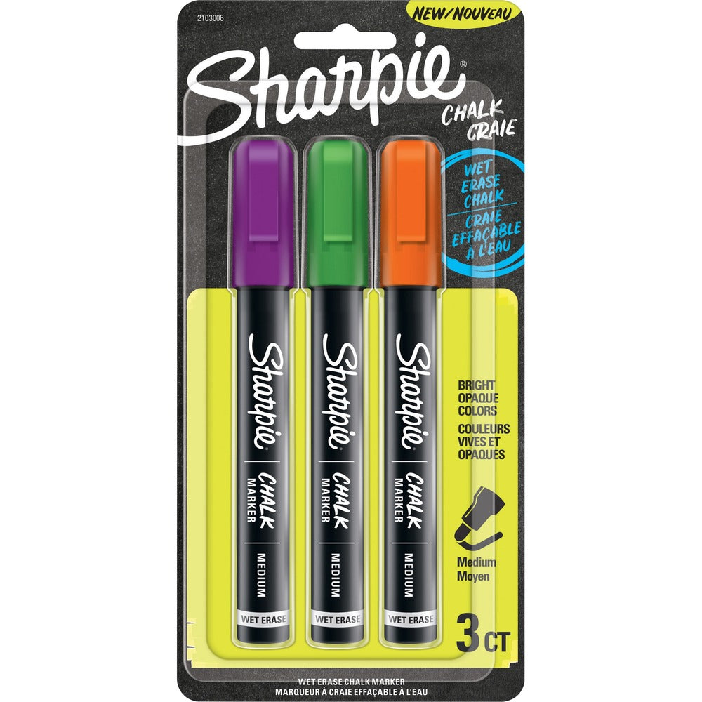 Image of Newell Brands Marker, Wet Erase, Chalk, Medium, 3/PK, GN/OE/Violet