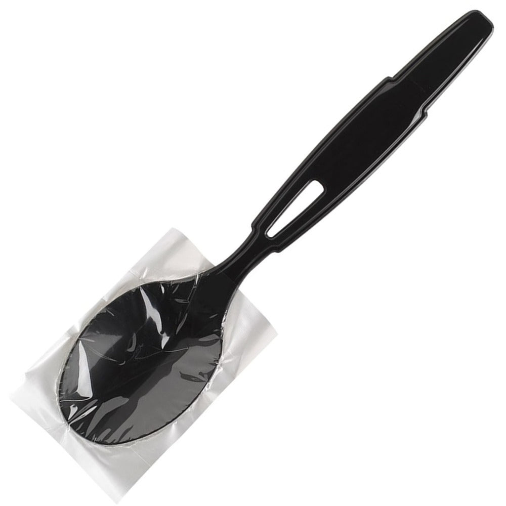 Image of Dixie Foods Teaspoons, Wrapped, SmartStock, 960/CT, Black