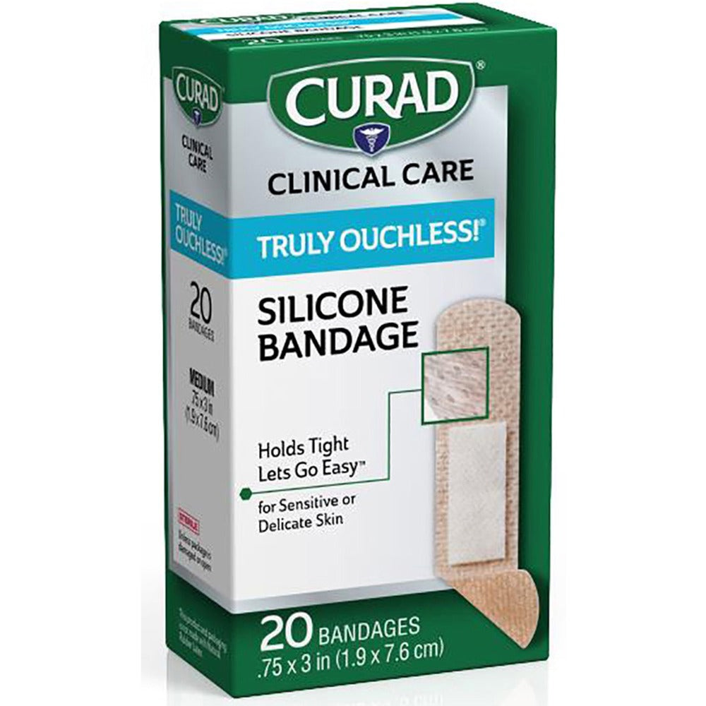 Image of Medline Bandages, Silicone, Self-Adhesive, 3/4"x3", 20/BX, BG