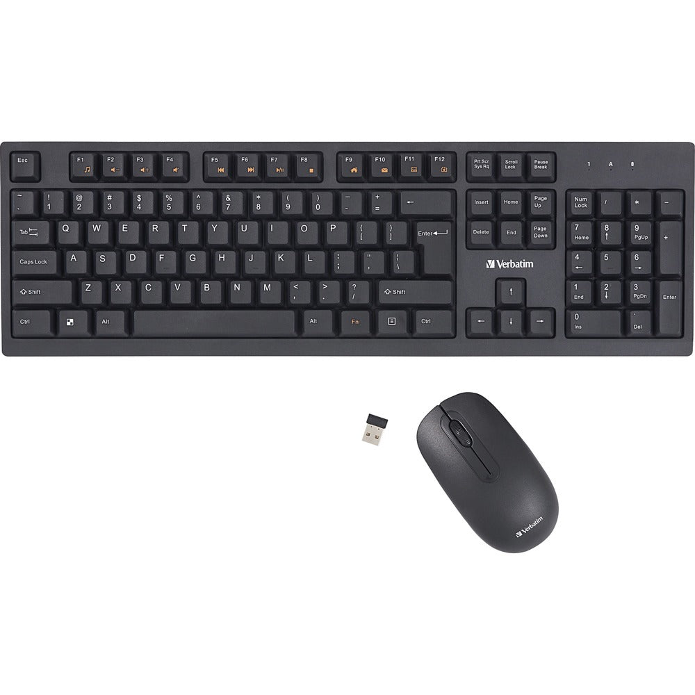 Image of Verbatim Keyboard/Mouse, Wireless, w/Nano Receiver, Hot Keys, BK