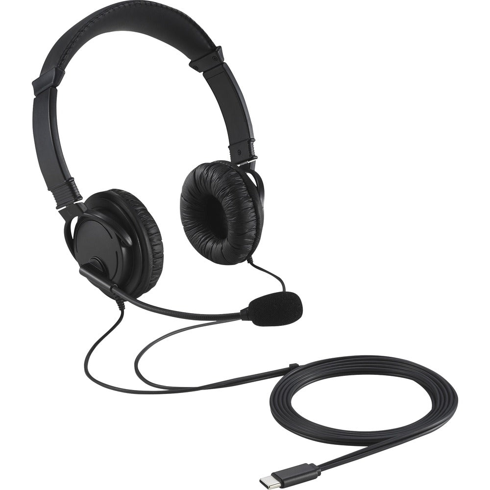 Image of Kensington Headphone,Noise-Canceling,Hi-Fi,w/Mic/6' Cord,USB-C,BK