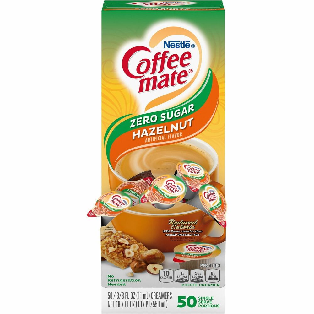 Image of Nestle USA Coffee Creamer,Sugar-Free,Hazelnut,0.375 oz,50/BX,White