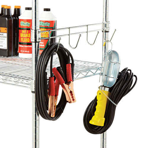 Image of Alera® Hook Bars For Wire Shelving, Four Hooks, 18" Deep, Silver, 2 Bars/pack