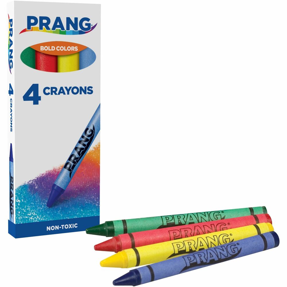 Image of Dixon Ticonderoga Company Crayons, Nontoxic, Tuck Box, 4/PK, Green/Red/Yellow/Blue