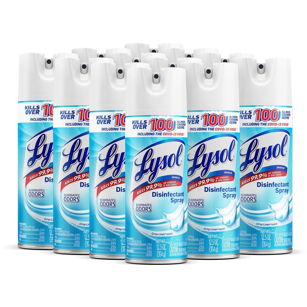 Image of Reckitt Benckiser Disinfectant Spray, Crisp Linen, 12.5 oz, 12/CT, Clear