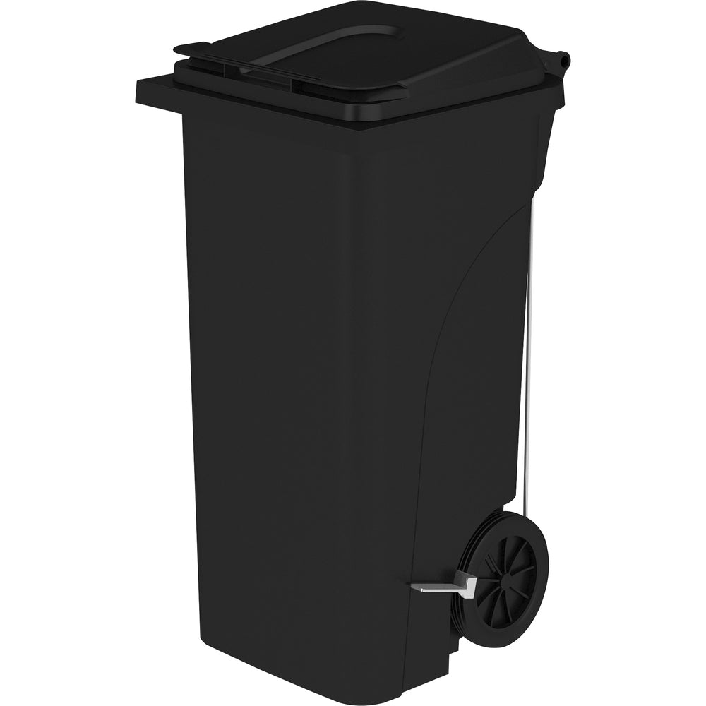 Image of Safco Trash Receptacle,Step-On,Plastic,w/Handles,32 Gal,Black