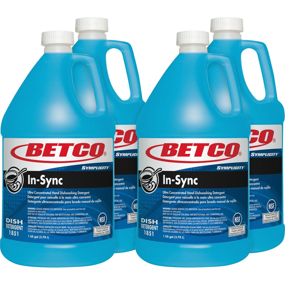Image of Betco Corporation Dishwashing Detergent, Manual, Liquid, 1Gal, 4/CT, Blue